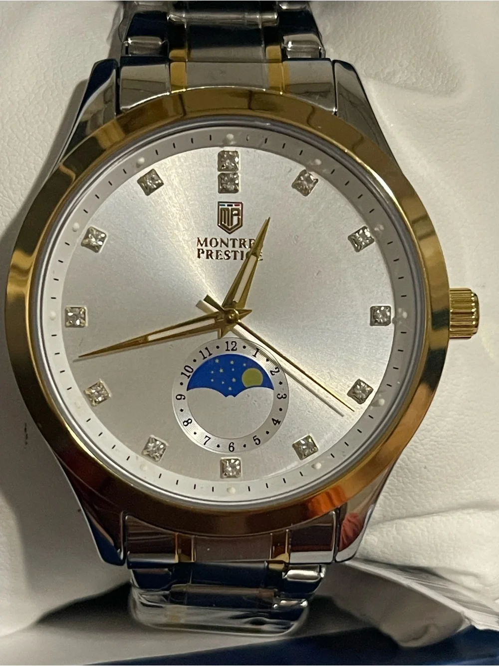 MONTRES PRESTIGE X Invicta Men 42mm Silver Tone Case Silver Metal Dial Gold Band